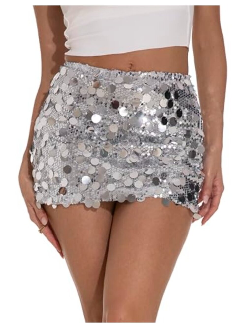 Sequin Mini Skirt for Women Stretch Pencil Sparkly Party Disco Skirt